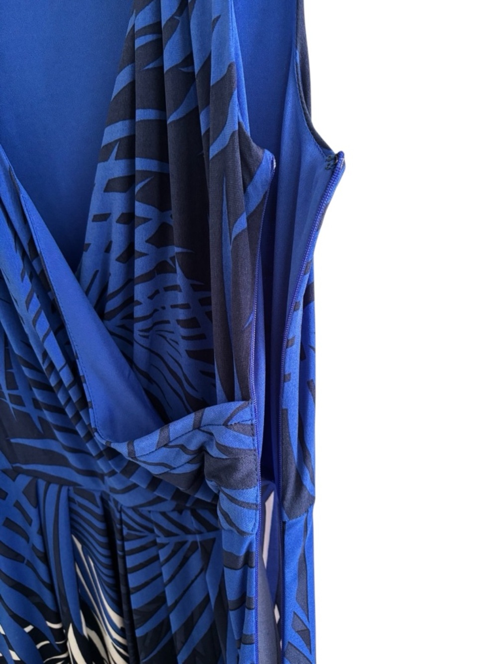 Liz Claiborne Maxi Dress Tropical Palm Print Size M Sleeveless Coastal Resort - Picture 6 of 13